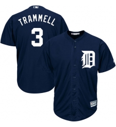 Youth Majestic Detroit Tigers #3 Alan Trammell Replica Navy Blue Alternate Cool Base MLB Jersey