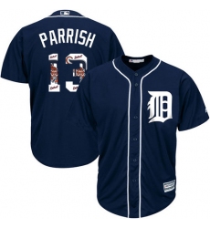 Men's Majestic Detroit Tigers #13 Lance Parrish Authentic Navy Blue Team Logo Fashion Cool Base MLB Jersey