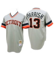 Men's Mitchell and Ness Detroit Tigers #13 Lance Parrish Replica Grey Throwback MLB Jersey