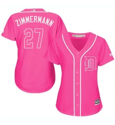 Women's Majestic Detroit Tigers #27 Jordan Zimmermann Replica Pink Fashion Cool Base MLB Jersey