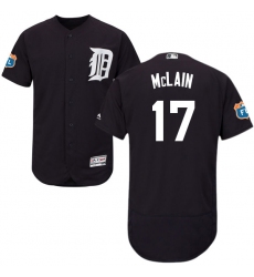 Men's Majestic Detroit Tigers #17 Denny McLain Navy Blue Alternate Flex Base Authentic Collection MLB Jersey