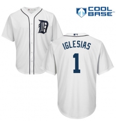 Women's Majestic Detroit Tigers #1 Jose Iglesias Authentic White Home Cool Base MLB Jersey