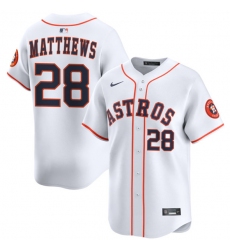 Men's Houston Astros #28 Brice Matthews White 2025 Home Limited Stitched Baseball Jersey