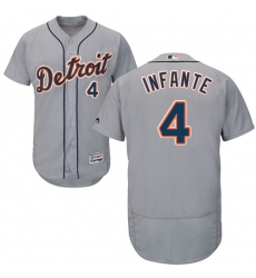 Men's Majestic Detroit Tigers #4 Omar Infante Grey Flexbase Authentic Collection MLB Jersey