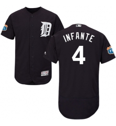 Men's Majestic Detroit Tigers #4 Omar Infante Navy Blue Flexbase Authentic Collection MLB Jersey