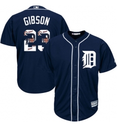 Men's Majestic Detroit Tigers #23 Kirk Gibson Authentic Navy Blue Team Logo Fashion Cool Base MLB Jersey
