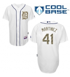 Men's Majestic Detroit Tigers #41 Victor Martinez Authentic White USMC Cool Base MLB Jersey