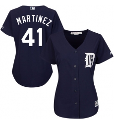 Women's Majestic Detroit Tigers #41 Victor Martinez Authentic Navy Blue Alternate Cool Base MLB Jersey
