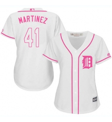 Women's Majestic Detroit Tigers #41 Victor Martinez Replica White Fashion Cool Base MLB Jersey