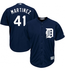 Youth Majestic Detroit Tigers #41 Victor Martinez Authentic Navy Blue Alternate Cool Base MLB Jersey