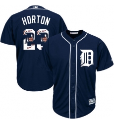 Men's Majestic Detroit Tigers #23 Willie Horton Authentic Navy Blue Team Logo Fashion Cool Base MLB Jersey