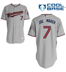 Women's Majestic Minnesota Twins #7 Joe Mauer Replica Grey Road Cool Base MLB Jersey