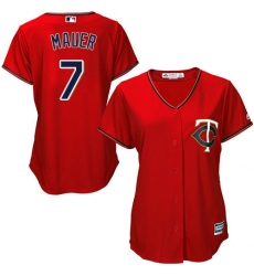 Women's Majestic Minnesota Twins #7 Joe Mauer Replica Scarlet Alternate Cool Base MLB Jersey