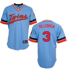 Men's Majestic Minnesota Twins #3 Harmon Killebrew Authentic Light Blue Cooperstown Throwback MLB Jersey