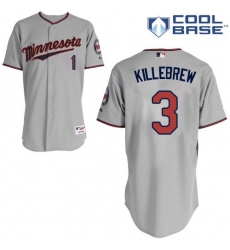 Men's Majestic Minnesota Twins #3 Harmon Killebrew Replica Grey Road Cool Base MLB Jersey