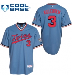 Men's Majestic Minnesota Twins #3 Harmon Killebrew Replica Light Blue 1984 Turn Back The Clock MLB Jersey