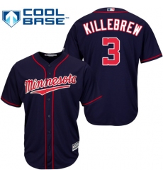 Men's Majestic Minnesota Twins #3 Harmon Killebrew Replica Navy Blue Alternate Road Cool Base MLB Jersey