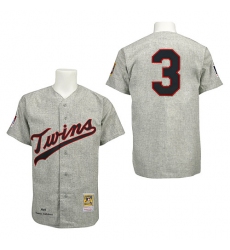 Men's Mitchell and Ness 1969 Minnesota Twins #3 Harmon Killebrew Authentic Grey Throwback MLB Jersey