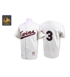 Men's Mitchell and Ness Minnesota Twins #3 Harmon Killebrew Authentic White/Blue Strip Throwback MLB Jersey