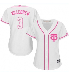 Women's Majestic Minnesota Twins #3 Harmon Killebrew Replica White Fashion Cool Base MLB Jersey