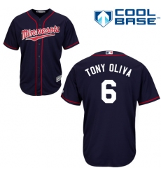 Men's Majestic Minnesota Twins #6 Tony Oliva Replica Navy Blue Alternate Road Cool Base MLB Jersey