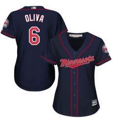 Women's Majestic Minnesota Twins #6 Tony Oliva Authentic Navy Blue Alternate Road Cool Base MLB Jersey