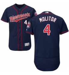 Men's Majestic Minnesota Twins #4 Paul Molitor Authentic Navy Blue Alternate Flex Base Authentic Collection MLB Jersey