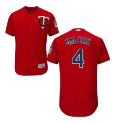 Men's Majestic Minnesota Twins #4 Paul Molitor Authentic Scarlet Alternate Flex Base Authentic Collection MLB Jersey