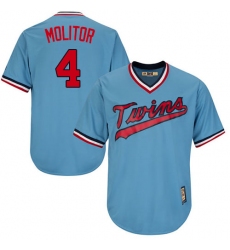 Men's Majestic Minnesota Twins #4 Paul Molitor Replica Light Blue Cooperstown MLB Jersey