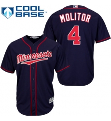Men's Majestic Minnesota Twins #4 Paul Molitor Replica Navy Blue Alternate Road Cool Base MLB Jersey