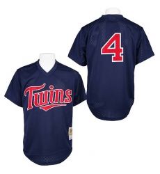 Men's Mitchell and Ness 1996 Minnesota Twins #4 Paul Molitor Authentic Navy Blue Throwback MLB Jersey