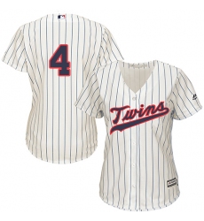 Women's Majestic Minnesota Twins #4 Paul Molitor Replica Cream Alternate Cool Base MLB Jersey