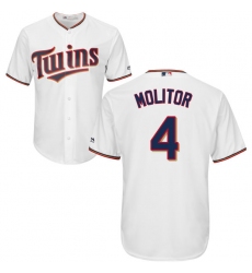 Youth Majestic Minnesota Twins #4 Paul Molitor Authentic White Home Cool Base MLB Jersey