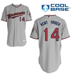 Men's Majestic Minnesota Twins #14 Kent Hrbek Replica Grey Road Cool Base MLB Jersey