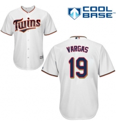Men's Majestic Minnesota Twins #19 Kennys Vargas Replica White Home Cool Base MLB Jersey