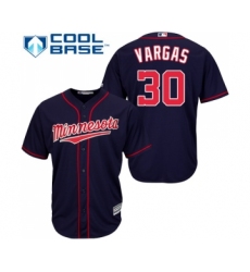 Men's Minnesota Twins #30 Kennys Vargas Replica Navy Blue Alternate Road Cool Base Baseball Jersey