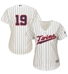 Women's Majestic Minnesota Twins #19 Kennys Vargas Replica Cream Alternate Cool Base MLB Jersey