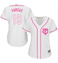 Women's Majestic Minnesota Twins #19 Kennys Vargas Replica White Fashion Cool Base MLB Jersey
