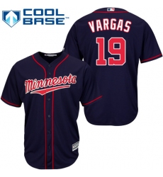 Youth Majestic Minnesota Twins #19 Kennys Vargas Replica Navy Blue Alternate Road Cool Base MLB Jersey