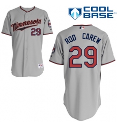 Men's Majestic Minnesota Twins #29 Rod Carew Authentic Grey Road Cool Base MLB Jersey