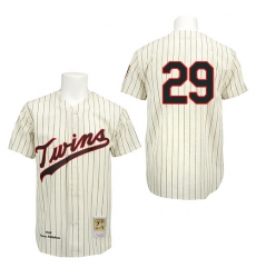 Men's Mitchell and Ness 1969 Minnesota Twins #29 Rod Carew Authentic Cream Throwback MLB Jersey