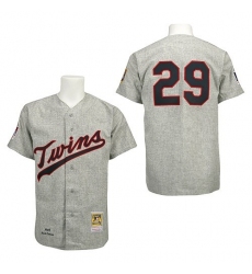 Men's Mitchell and Ness 1969 Minnesota Twins #29 Rod Carew Replica Grey Throwback MLB Jersey