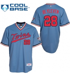 Men's Majestic Minnesota Twins #28 Bert Blyleven Authentic Light Blue 1984 Turn Back The Clock MLB Jersey