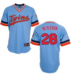 Men's Majestic Minnesota Twins #28 Bert Blyleven Replica Light Blue Cooperstown Throwback MLB Jersey