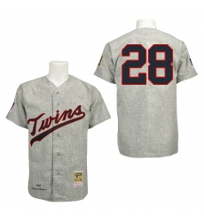 Men's Mitchell and Ness 1969 Minnesota Twins #28 Bert Blyleven Authentic Grey Throwback MLB Jersey