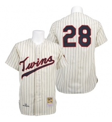 Men's Mitchell and Ness 1970 Minnesota Twins #28 Bert Blyleven Authentic Cream Throwback MLB Jersey