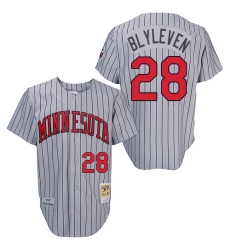 Men's Mitchell and Ness 1987 Minnesota Twins #28 Bert Blyleven Authentic Grey Throwback MLB Jersey