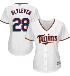 Women's Majestic Minnesota Twins #28 Bert Blyleven Replica White Home Cool Base MLB Jersey