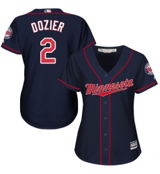 Women's Majestic Minnesota Twins #2 Brian Dozier Replica Navy Blue Alternate Road Cool Base MLB Jersey