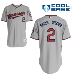 Youth Majestic Minnesota Twins #2 Brian Dozier Authentic Grey Road Cool Base MLB Jersey